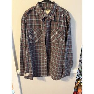 VTG ROCAWEAR MEN 2XL FLANNEL BUTTON FRONT SHIRT RED‎ Grey COTTON